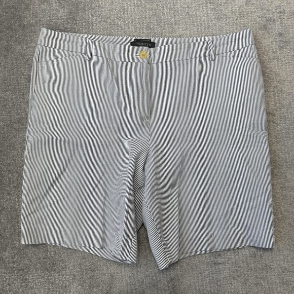 Talbots The Perfect Short Womens 16P Blue White Striped Cotton Shorts Petites - Picture 1 of 7